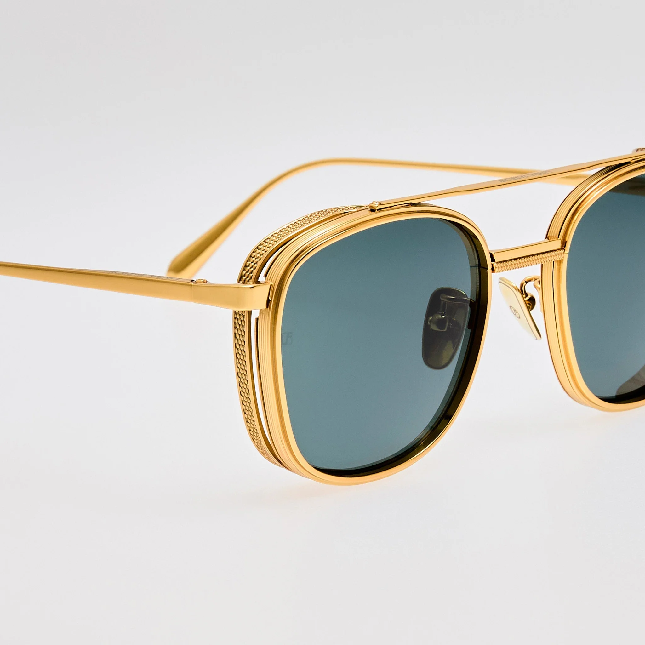 Varo Sunglasses in 22K White Gold and Green - Image 5