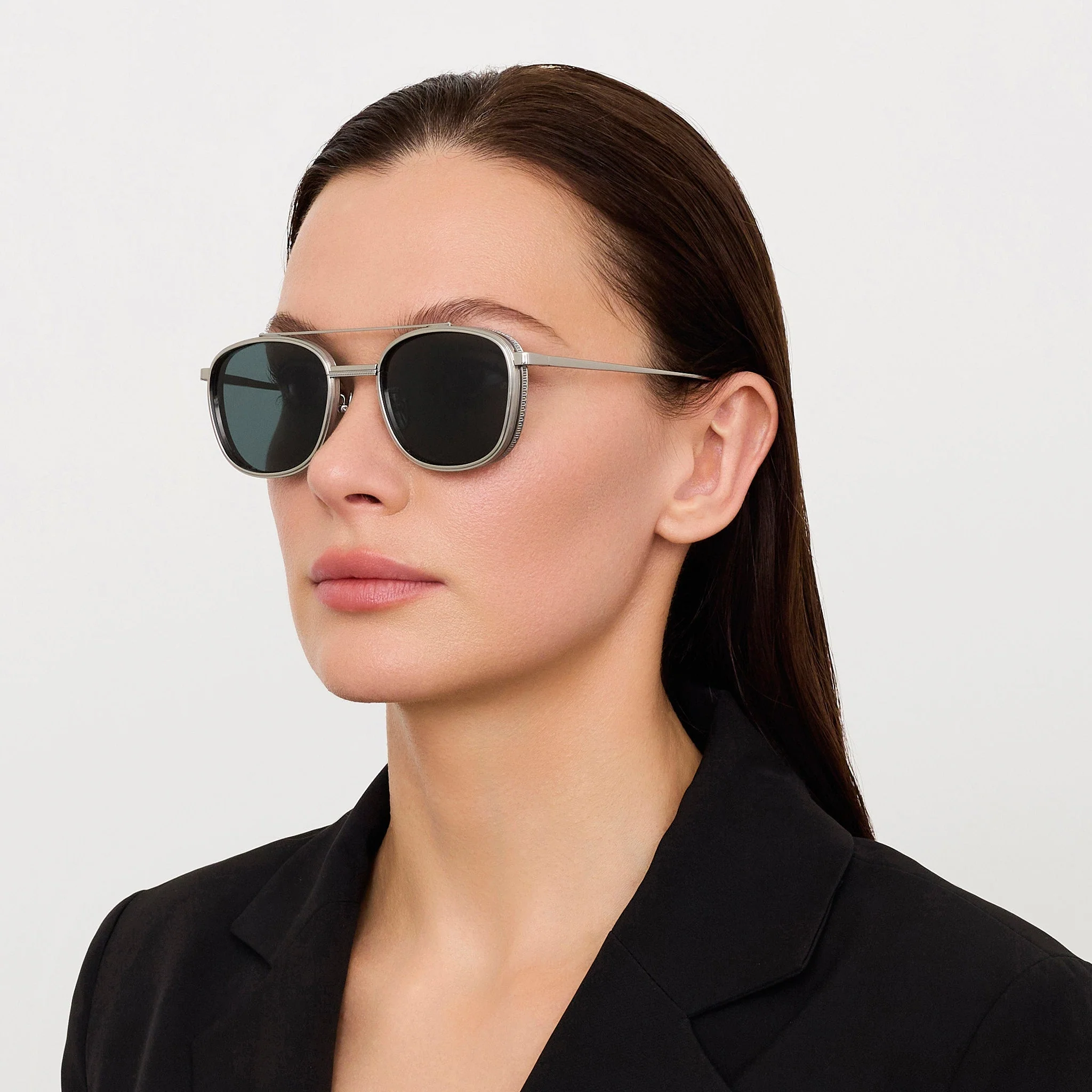 Varo Sunglasses in 22K White Gold and Green - Image 4
