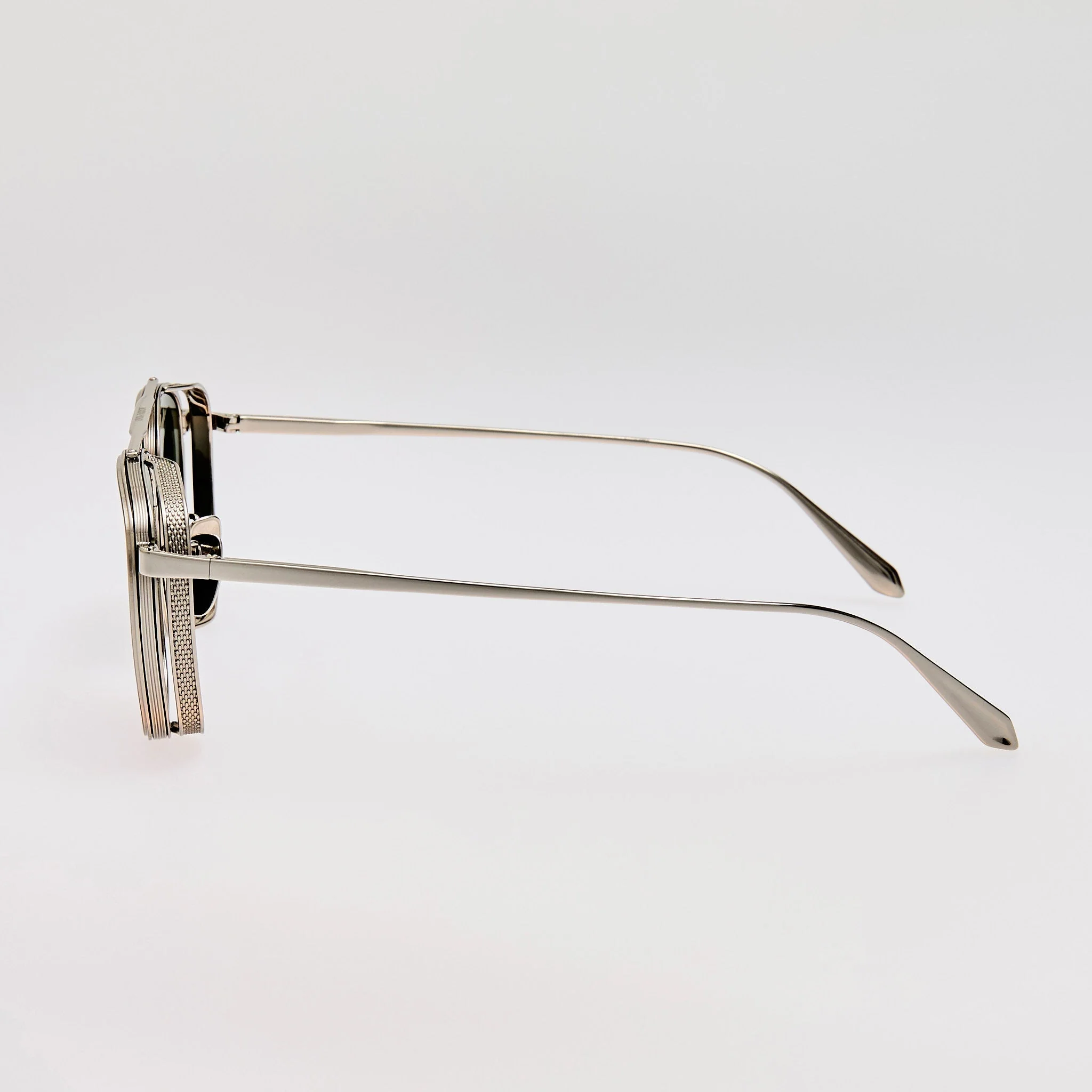 Varo Sunglasses in 22K White Gold and Green - Image 6